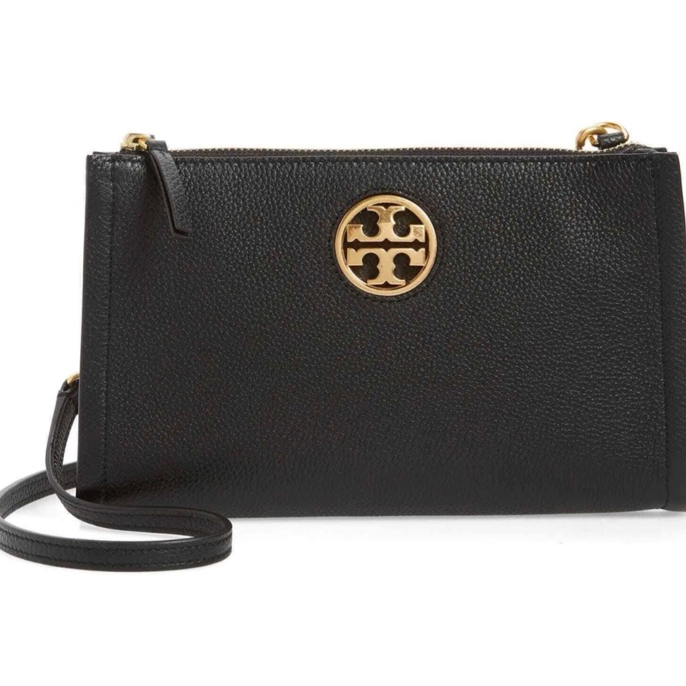 Tory Burch Carson Top Zip black Leather Crossbody